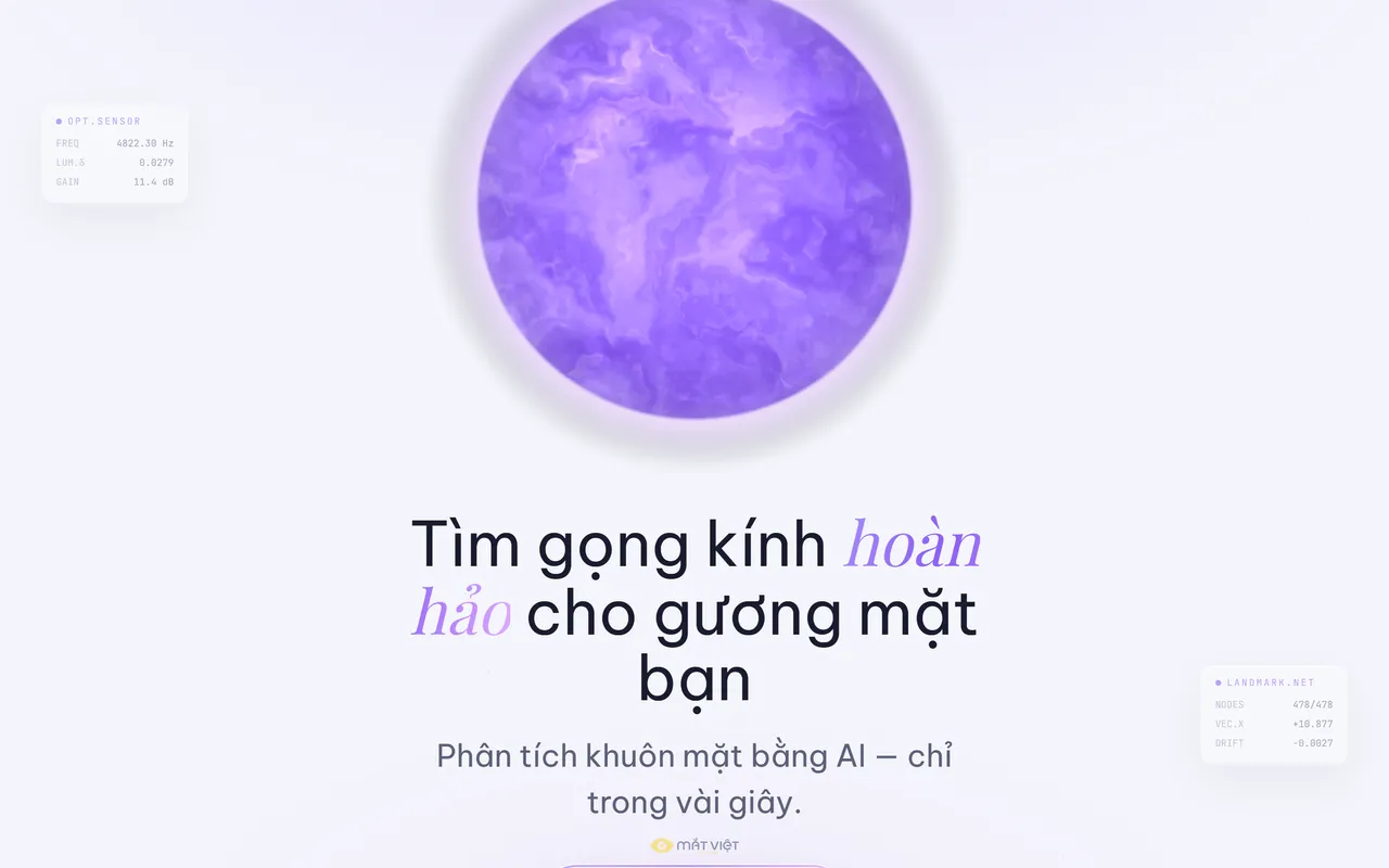 Trang chủ Kiosk phân tích gương mặt — Máy đặt ngay cửa tiệm: khách nhìn vào màn hình, bảy giây sau biết mặt mình dáng gì và nên thử kệ gọng nào.