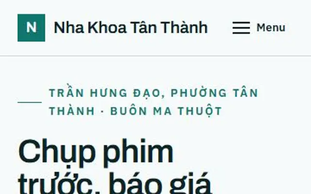 Ảnh chụp mẫu web Nha Khoa Tân Thành trên điện thoại
