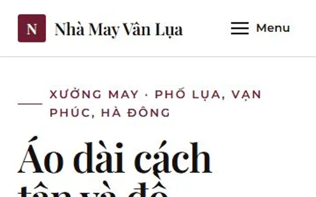 Ảnh chụp mẫu web Nhà May Vân Lụa trên điện thoại