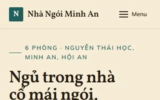 Ảnh chụp mẫu web Nhà Ngói Minh An trên điện thoại